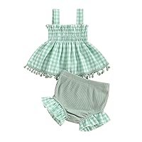 Infant Newborn Baby Girls Shorts Set Sleeveless Plaid Vest Top + Ruffles Shorts Summer Cute Outfit
