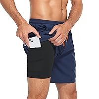 American Trends Mens Swimming Trunks Quick Dry Compression Liner Swim Shorts Mens Bathing Suit with Pockets Navy XL