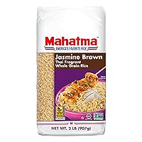 Mahatma Brown Jasmine Rice Bag 32-Ounce, Brown Thai Jasmine Rice, Microwave Rice in 20 Minutes or Cook on Stovetop in 30 Minutes