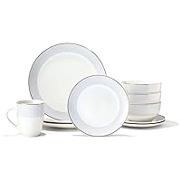 Lorraine Round Dinnerware Set 16-Piece Porcelain Dinner Set w/ 4 Dinner Plates,4 Salad Plates,4 Bowls & 4 Mugs,Lorraine,10.5