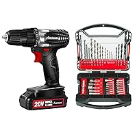 AVID POWER 20V MAX Lithium Ion Cordless Drill Set Bundle with 41Pcs Drill Bit Set-RED