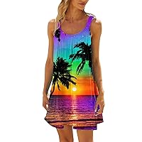 Summer Dress 2024 Women Sweet U Neck Spaghetti Strap Sundresses Beach Vacation Cover Up Swing Dress for Ladies