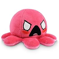 TeeTurtle - The Original Reversible Octopus Plushie - Angry Light Pink + Furious Pink - Cute Sensory Fidget Stuffed Animals That Show Your Mood