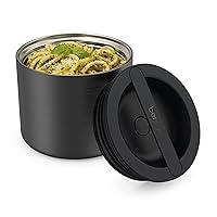 Bentgo® Stainless Insulated Food Container - Triple Layer Insulation, Leak-Proof Lid, Wide Mouth Design - Sustainable 2.4 Cup Capacity, Food-Grade Materials, Ideal for Cool or Warm Food (Carbon Black)