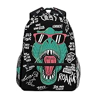 ALAZA Cool T Rex Dinosaur Funny Large Backpack Personalized Laptop iPad Tablet Travel School Bag with Multiple Pockets for Men Women College