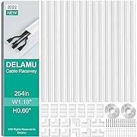 Delamu Cord Hider, 254in Cable Hider Cord Covers for Wires on Wall, Wire Covers for Cords, Wire Hiders for TV on Wall, TV Cord Hider for Wall Mounted TV, Cable Management, 15x L16.9 W1.18 H0.6in