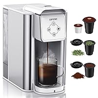 SIFENE Single Serve Coffee Machine, 3 in 1 Pod Coffee Maker For K-Pod Capsule, Ground Coffee Brewer, Leaf Tea Maker, 6 to 10 Ounce Cup, Removable 50 Oz Water Reservoir, White