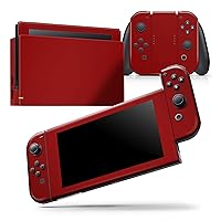 Compatible with Nintendo Switch OLED Console + Joy-Con - Skin Decal Protective Scratch-Resistant Removable Vinyl Wrap Cover - Solid Dark Red