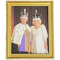 Dollhouse King Charles III & Queen Camilla in Royal Regalia Coronation Picture