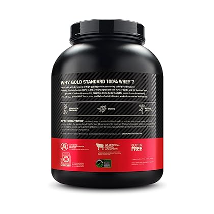 Optimum Nutrition Gold Standard 100% Whey Protein Powder, Vanilla Ice Cream, 5 Pound (Packaging May Vary)