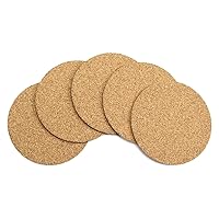 Hygloss Products Natural Cork Coasters - Eco Friendly Absorbent Rounds for Drinks, Trivets, and DIY Crafts, 3mm, 4 Inch, Set of 6