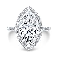 Kiara Gems 4.90 CT Marquise Diamond Moissanite Engagement Ring Wedding Ring Eternity Band Solitaire Halo Hidden Prong Silver Jewelry Anniversary Promise Ring Gift