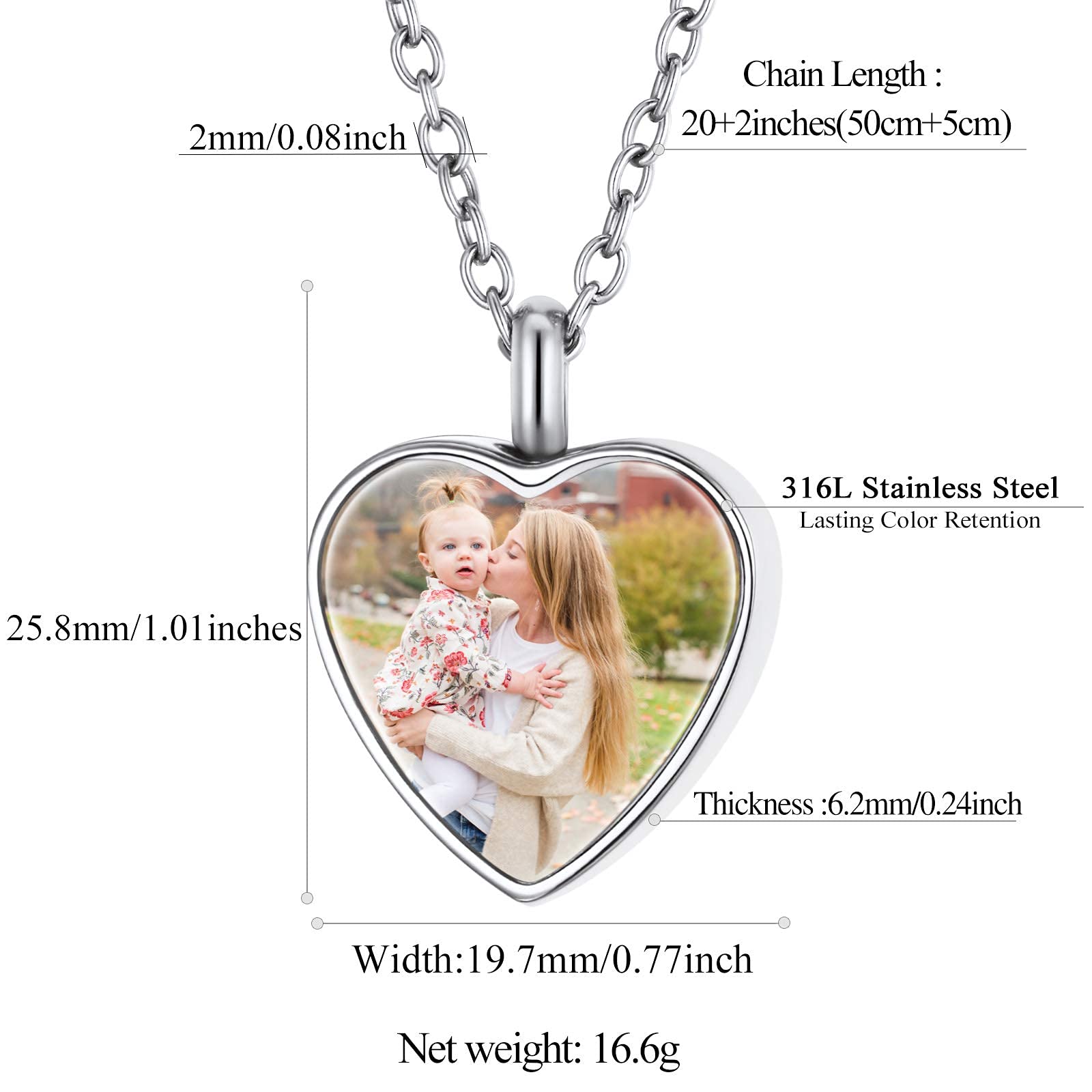 FindChic Customized Heart Shaped Urn Necklaces for Ashes with Custom Picture/Birthstone Stainless Steel/18K Gold Plated Claddagh/Angel Wing Pendant Waterproof Keepsake Cremation Jewelry, with Gift Box
