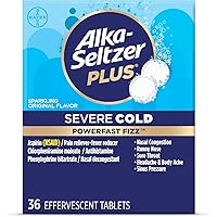 Alka-Seltzer Plus Severe Cold - Sparkling Original Powerfast Fizz Effervescent Common Cold Tablets, Sinus Congestion, Runny Nose, and Dry Cough, 36CT, Packaging May Vary