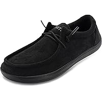 WHITIN Men's Wide Barefoot Slip-on Loafers Boat Shoes Minimalist Size 12 Zero Drop Deck Casual Fashion Sneaker Flat Moccassin Walking All Black 46