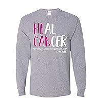 Heal Cancer Faith Jesus Believe Breast Cancer Awareness Mens Long Sleeves