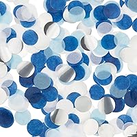 Confetti, Table Confetti, 1.76 Oz Confetti Paper, Diameter 1 inch / 2.5 Cm, Confetti Dots, Paper Confetti Circles, Birthday Wedding Confetti, Round Tissue Paper, Blue Silver Confetti