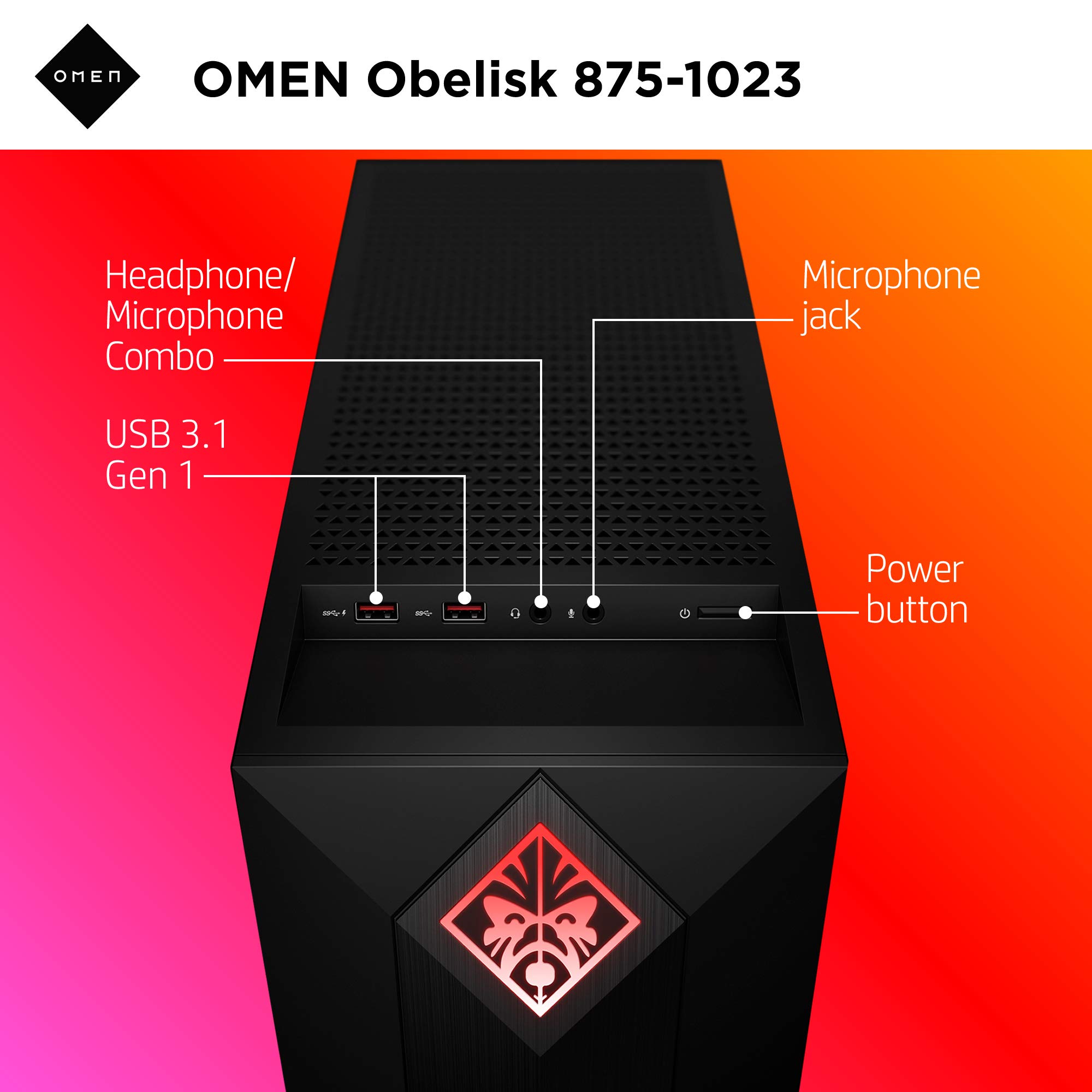 Omen by HP Obelisk Gaming Desktop Computer, 9th Generation Intel Core i9-9900K Processor, NVIDIA GeForce RTX 2080 SUPER 8 GB, HyperX 32 GB RAM, 1 TB SSD, VR Ready, Windows 10 Home (875-1023, Black)
