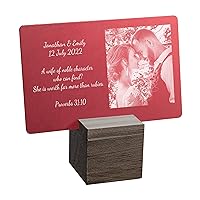 Love YOU Personalized Photo Engraved Message Text Date Wallet Mini Note Card Insert Picture Frame Wooden Stand Valentines Day Birthday Gift