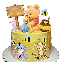 12Pcs Winnie Cake Toppers for The Pooh Birthday Decorations Winnie Baby Shower Decorations The Pooh Cake and Cupcake Decorations Party Supplies