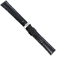 14mm Milano Genuine Lizard Padded Stitched Black Ladies Watch Band Short 718