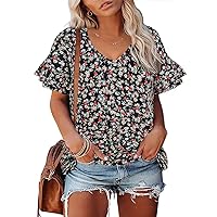 RITERA Plus Size Top for Womens Short Sleeve Shirt Casual Loose Tunic Blouse XL-5XL