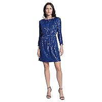 Donna Morgan Women's Ruched Long Sleeve Sequin Dress