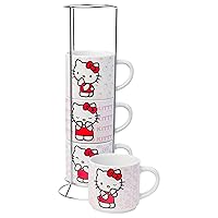 Silver Buffalo Sanrio Hello Kitty Poses 4pc Ceramic Mug Stack Set, 10 Ounces