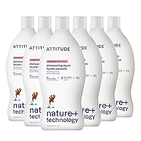 ATTITUDE Dishwashing Liquid, EWG Verified, Vegan Dish Soap, Plant Based, Naturally Derived Products, Unscented, 23.7 Fl Oz (Pack of 9)