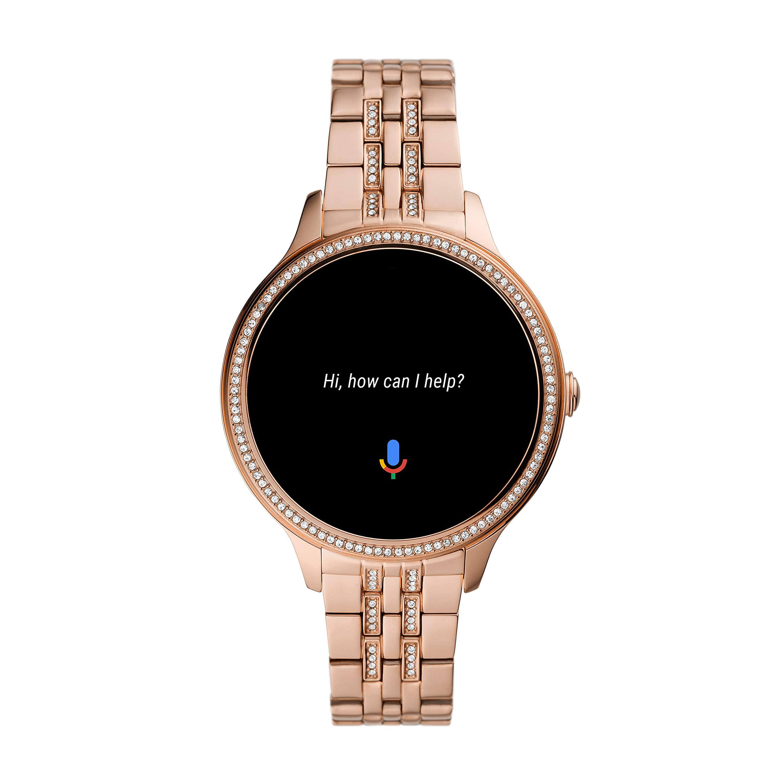 Fossil 42mm Gen 5E Stainless Steel Touchscreen Smart Watch with Heart Rate, Color: Rose Gold Glitz (Model: FTW6073)