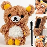 for Galaxy S9 Plus Case, Emilys Fashion Style Cute 3D Lovely Teddy Bear Cool Plush Fuzzy Furry Back Phone case Fur Hair Plush Cover for Samsung Galaxy S9 Plus Brown