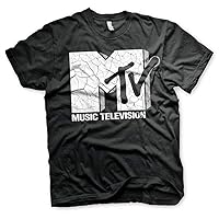 MTV Officially Licensed Cracked Logo Mens T-Shirt (Black)