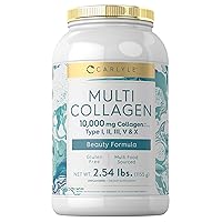 Carlyle Multi Collagen Peptides Powder 40 oz | 10000 mg | Type I, II, III, V & X | Collagen Peptides Supplement with Protein | Multi Food Sourced Collagen | Gluten Free