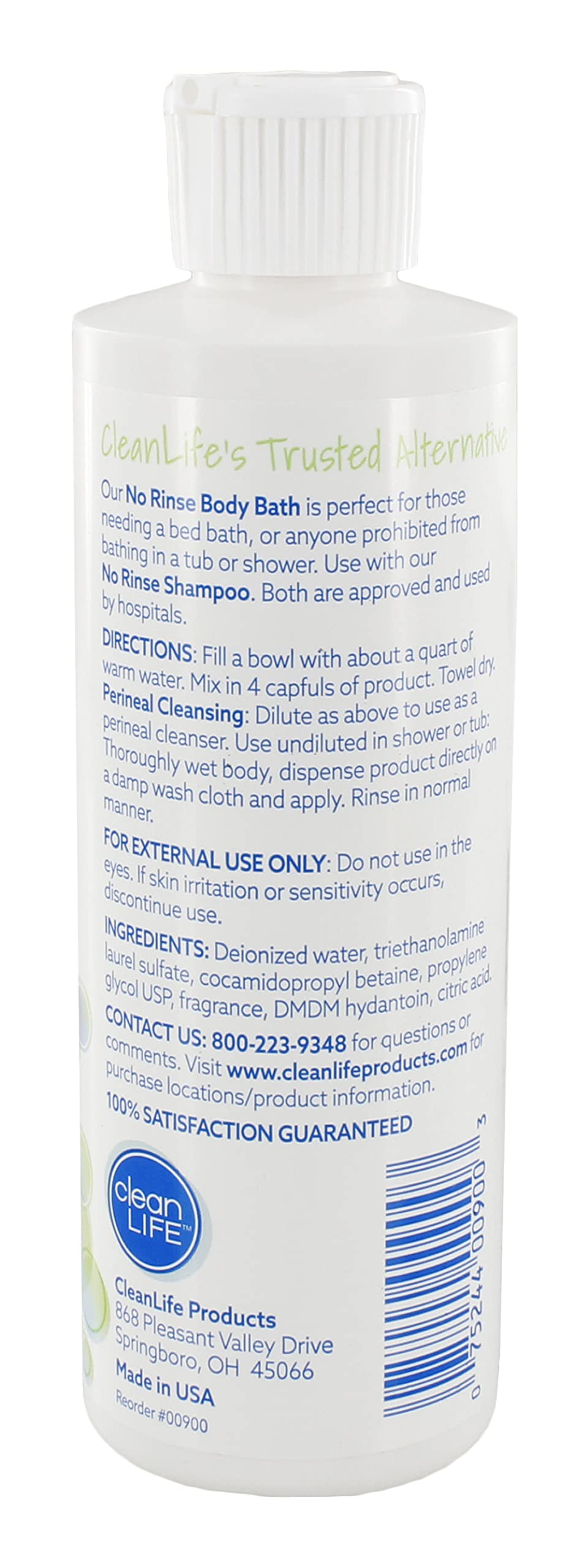 No-Rinse Body Bath, 8 fl oz - Leaves Skin Clean, Refreshed and Odor-Free, Rinse-Free Formula - Makes 8 Complete Baths