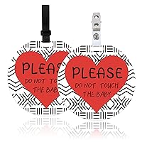2 Pack Heart No Touching Baby Signs, Stop Do Not Touch Baby Car Seat Sign Stroller Tags with Hanging Strap and Clip, Do Not Touch Baby Sign for Newborn Baby Boy Girl Carriers
