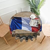 French Flag Print Polyester Tablecloth Waterproof Table Cloth, Table Cover for Dining Room Round Table Cover