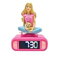 Lexibook Barbie Night Light, Clock, Alarm Clock for Boys and Girls, Snooze, Pink-RL800BB, RL800BB, Pink