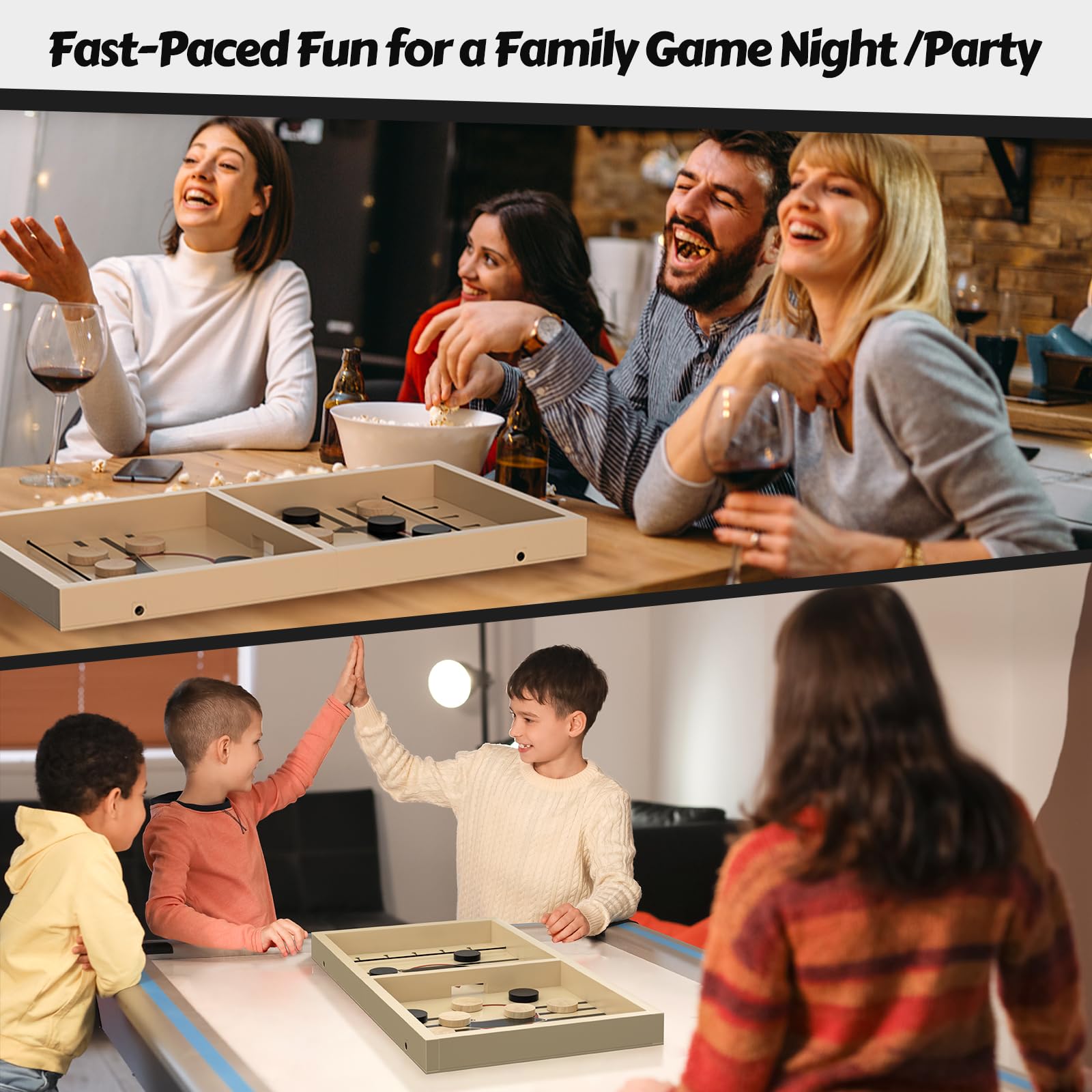 Large Fast Sling Puck Game - Fast Paced Plastic Super Winner Sling Hockey Board Games & Rapid Slingshot Battle Table - Ideal for Family Nights, Parties & Competitive Fun for Adults and Kids