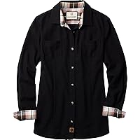 Legendary Whitetails Womens Cottage Escape Flannel Long Sleeve Plaid and Solid Color Clothes, Fitted Button Down