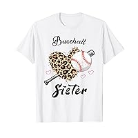 Baseball Sister Leopard Heart Biggest Fan Funny Mothers Day T-Shirt