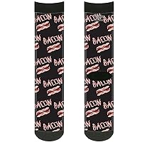Buckle-Down Unisex-Adult's Socks Bacon w/Text2 Crew, Multicolor