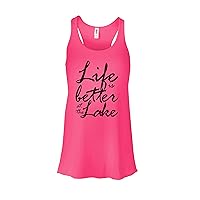 Funny Saying Lake Party Flowy Tank Tops Life is Better at The Lake Royaltee Captain Boat Shirts