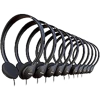 10 Pack Black Color Kid's Wired On Ear Headphones, Individually Bagged, Disposable Headphones Ideal for Students in Classroom Libraries Schools, Bulk Wholesale