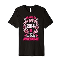 9 Years Old 9th Birthday Born In 2014 Teen Girls Butterfly Premium T-Shirt