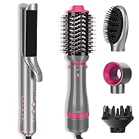 IG INGLAM 4 in 1 Blowout Brush and Anti Scald Airflow Styler Hair Straightener Iron with Breeze Fan & Felt Fabric Bundle