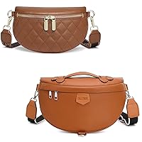 Eslcorri Crossbody Bags for Women - Fashion Sling Purse Shoulder Bag Fanny Pack Leather Causal Chest Bum Bag Backpack with Adjustable Wide Strap for Workout Traveling Running Shopping