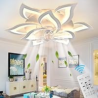31.1 Inch Modern Ceiling Fan with Lights Remote Control, 6 Speed 3 Color Dimmable Ceiling Fan Lamp Silent Fandelier with Invisible Blades for Living Room Bedroom Home Decoration