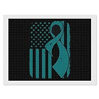 Cervical Cancer Awareness Flag DIY Diamond Picture Art Painting 5D Round Full Drill Diamond Dot Gem Room Decor (Without Frame)