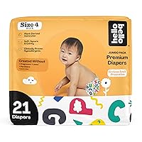 Hello Bello Premium Baby Diapers Size 4 I 21 Count of Disposeable, Extra-Absorbent, Hypoallergenic, and Eco-Friendly Baby Diapers with Snug and Comfort Fit I Alphabet Soup