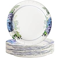 gisgfim 48 Pcs Spring Flower Party Plates Supplies Hydrangea Disposable Paper Plates Tableware Spring Floral Dinnerware Plates Decorations Favors for Birthday Party Wedding Baby Shower
